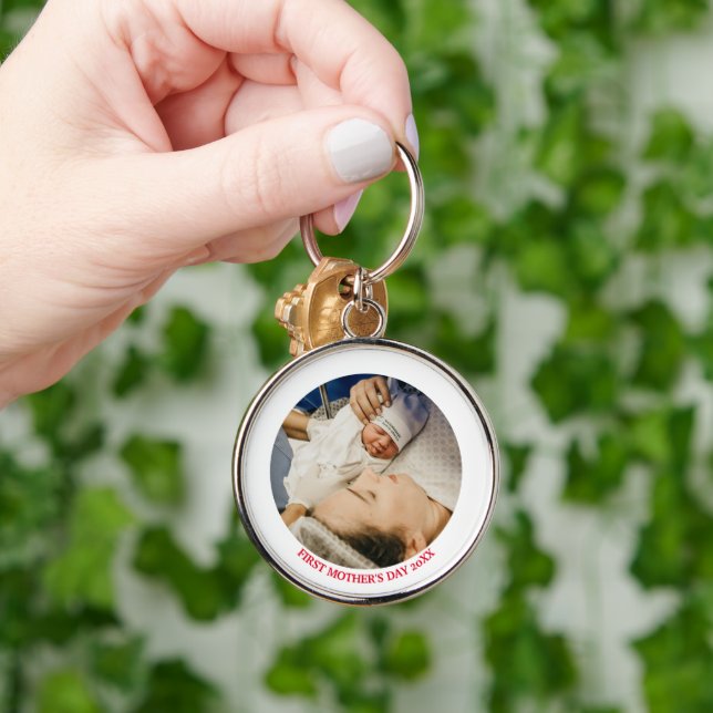 Llavero Personalizado Foto Año Primer Día de la Madre Bebé (Mano)