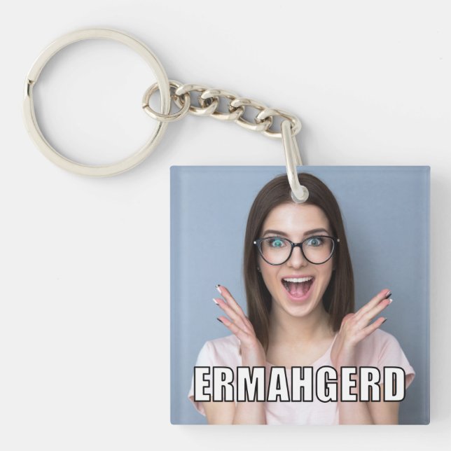 Llavero Personalizado Foto Graciosa Ermahgerd Meme Style (Frente)
