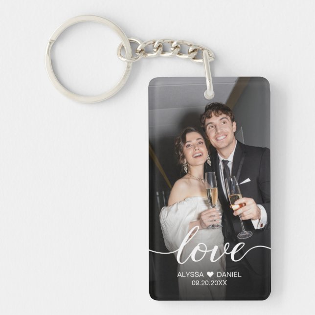 Llavero Personalizado Foto Guión de amor Favoritos de boda (Frente)
