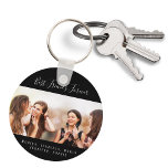 Llavero Personalizado foto mejores amigos para siempre man<br><div class="desc">Un regalo para tu(s) mejor(s) amigo(s) para el favor del cumpleaños,  Navidades o un evento especial. Texto en blanco: Best Friends Forever,  escrito con un guión de moda a mano. Personaliza y usa tu propia foto y nombres. Un fondo negro de moda.</div>