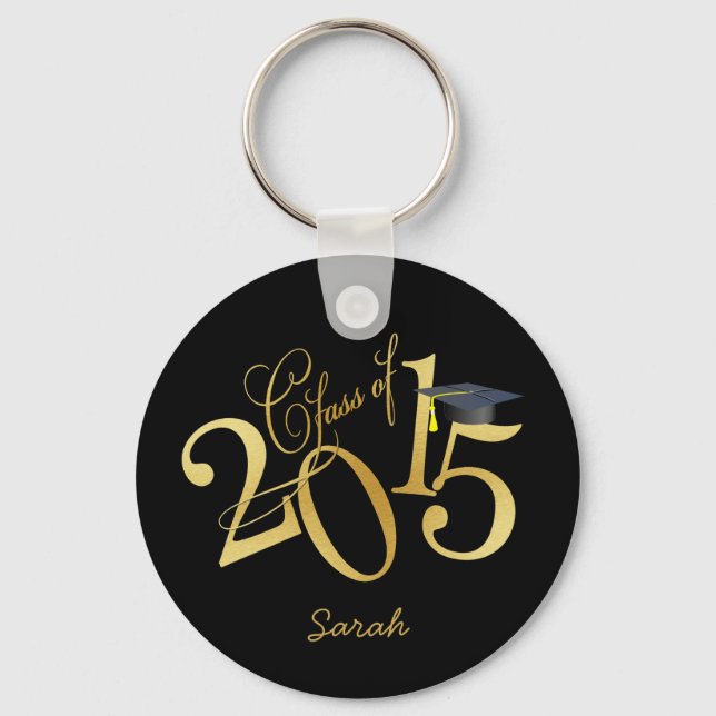 Llavero Personalizado Funky Black and Gold Class de 2015 (Anverso)