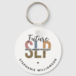 Llavero Personalizado Futuro SLP Speech Pathólogo Leopard 