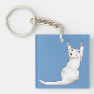Llavero Personalizado Gato Blanco dibujar arañazos