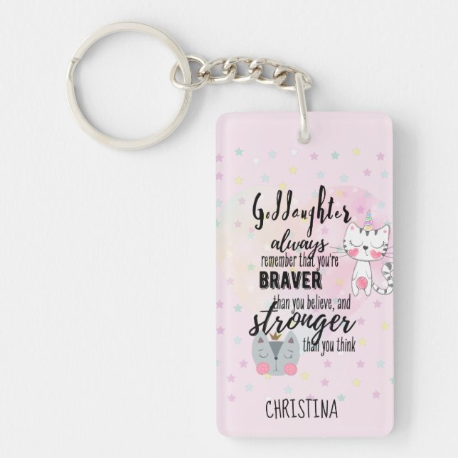 Llavero Personalizado GODDAUGHTER Cita Motivadora Gatos Ro (Frente)