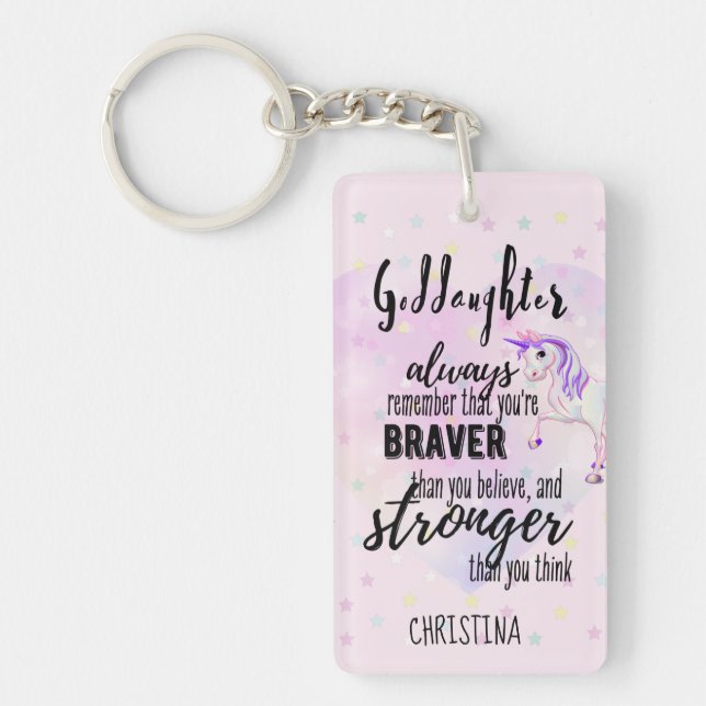 Llavero Personalizado GODDAUGHTER Cita motivadora Unicorni (Frente)