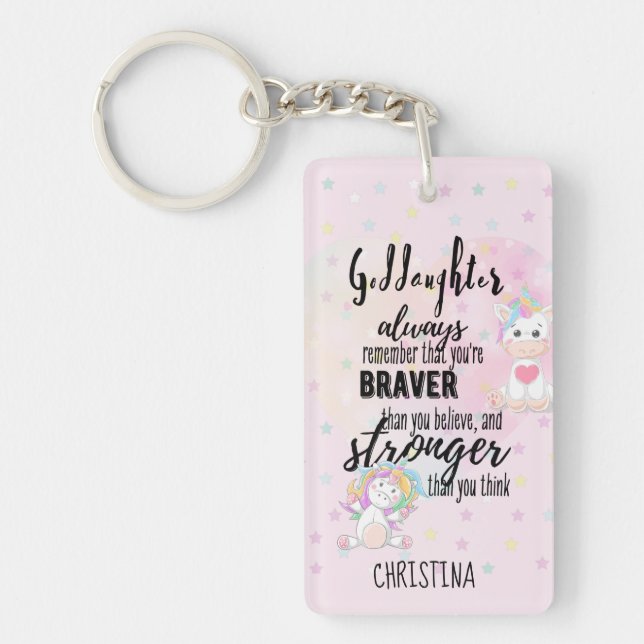 Llavero Personalizado GODDAUGHTER Cita motivadora Unicorni (Frente)