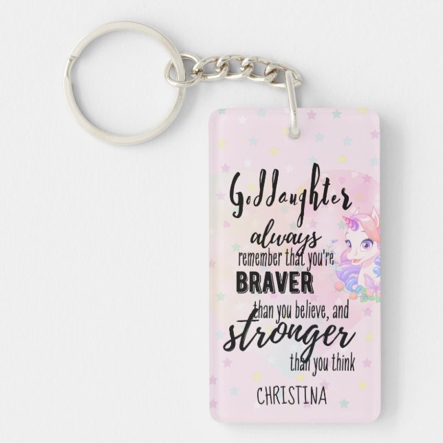 Llavero Personalizado GODDAUGHTER Cita motivadora Unicorni (Frente)