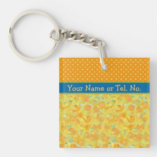Llavero Personalizado Golden Yellow Daffodils Keychain (Frente)