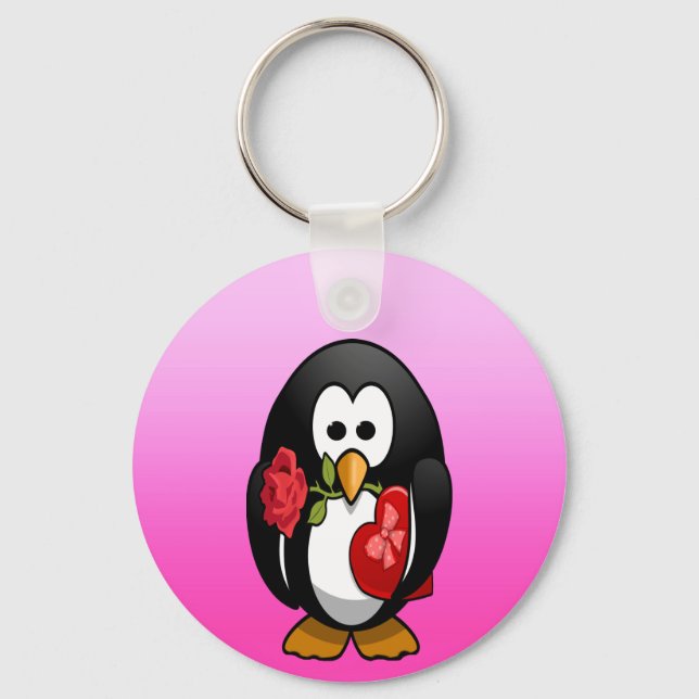 Llavero Personalizado gracioso de Penguin El día de San Va (Anverso)