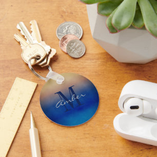 Llavero Personalizado Gradiente de Oro Azul