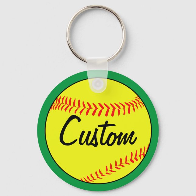 Llavero Personalizado Green Fastpitch Softball Team o Play (Anverso)