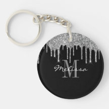 Personalizado Guión inicial Purpurina Drip Silver