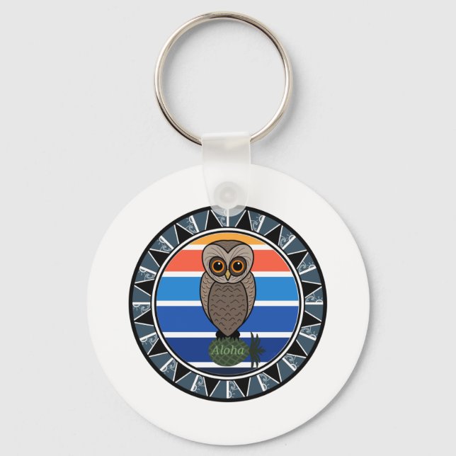 Llavero Personalizado Hawaiian Owl Pueo (Anverso)