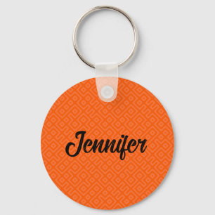 Llavero PERSONALIZADO Hermoso Patrón Naranja Geométrico In