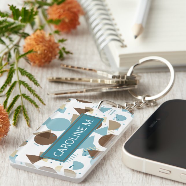 Llavero Personalizado Hip Geométrico Moderno Resumen Patró (Frente Derecha)