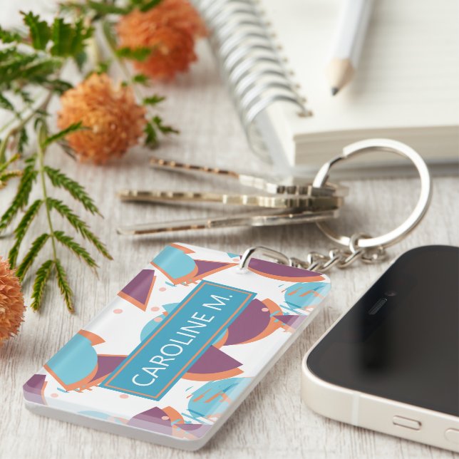 Llavero Personalizado Hip Geométrico Moderno Resumen Patró (Frente Derecha)