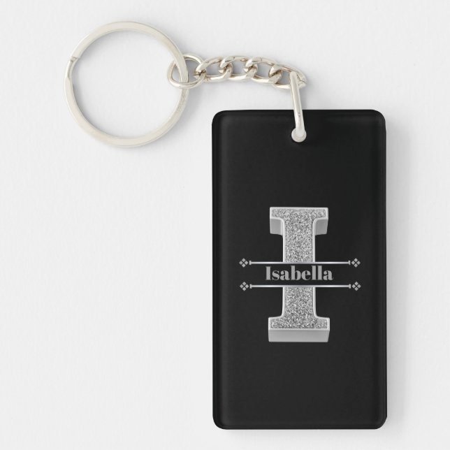 Llavero Personalizado I Primer Monograma Plata Su Nombre (Frente)