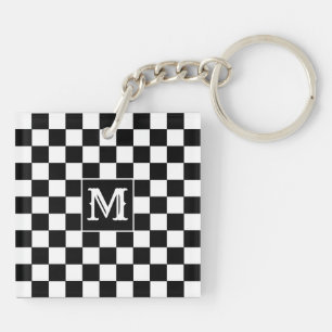 Llavero Personalizado Inicial, Cuadrados Negros y 
