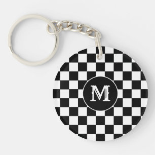 Llavero personalizado inicial, Cuadrados Negros y 