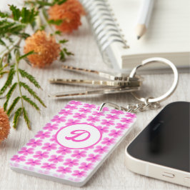 Llavero personalizado inicial floral rosa rosado lindo mon
