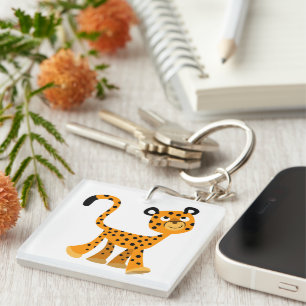 Llavero Personalizado Insouciant Cute Cheetah Clásica Acrí