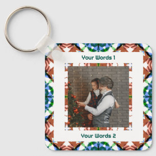 Llavero Personalizado Invierno Marrón Verde Navidad Foto T
