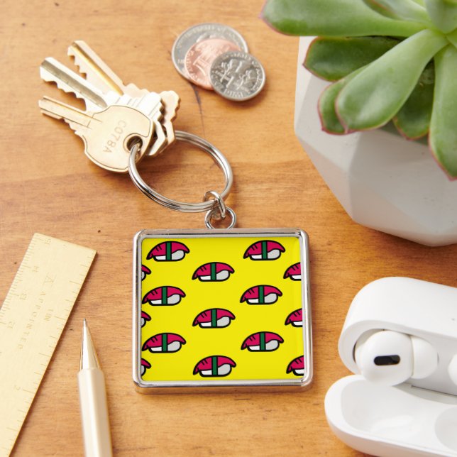 Llavero Personalizado Kawaii Sushi, Rice de Pescado y Cade (Escritorio )