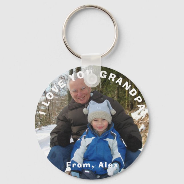 Llavero Personalizado Keychain, Abuelo, te amo foto (Anverso)