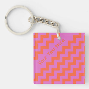 Llavero Personalizado Keychain con zigzags rosados y Naran
