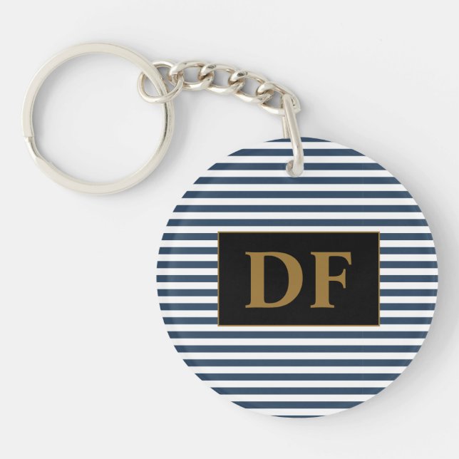 Llavero Personalizado Keychain de bandas blancas/azules in (Frente)