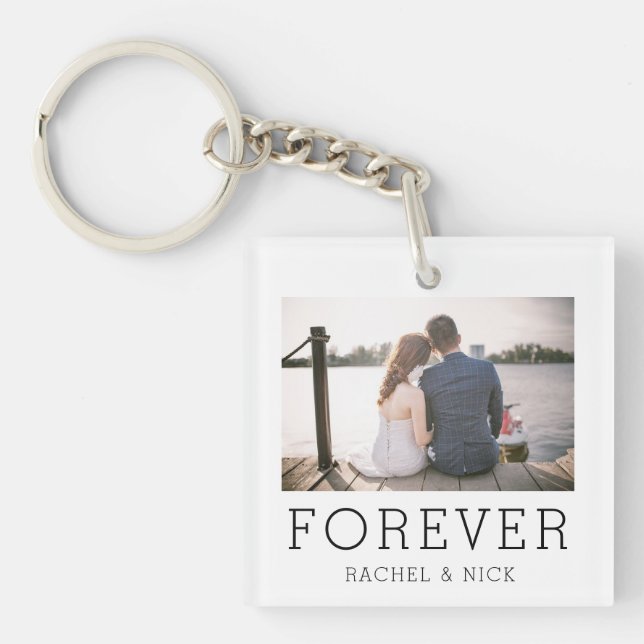 Llavero Personalizado Keychain de Forever Love Photo (Frente)