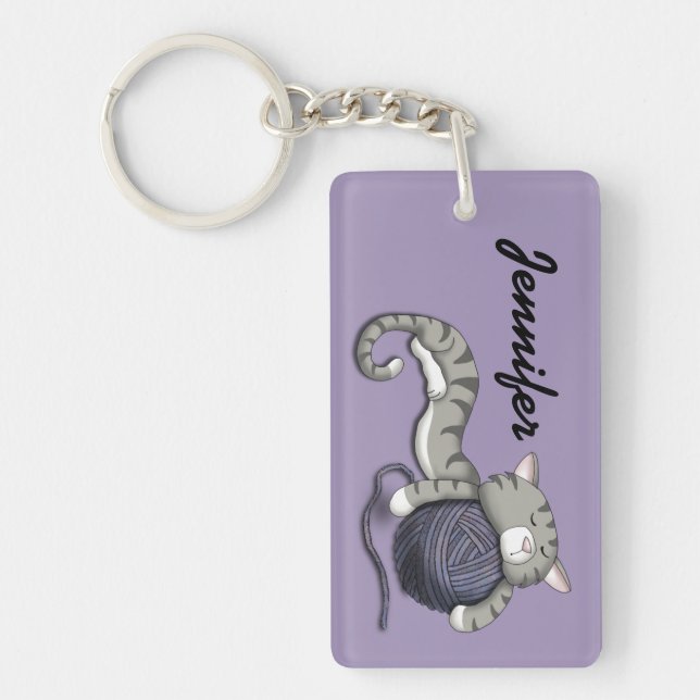 Llavero Personalizado Kitty con bola de hilo (Frente)
