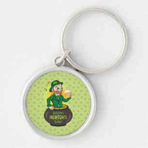 Llavero Personalizado leprechaun en una olla de oro sosten