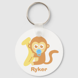 Llavero Personalizado lindo bebé mono con banana