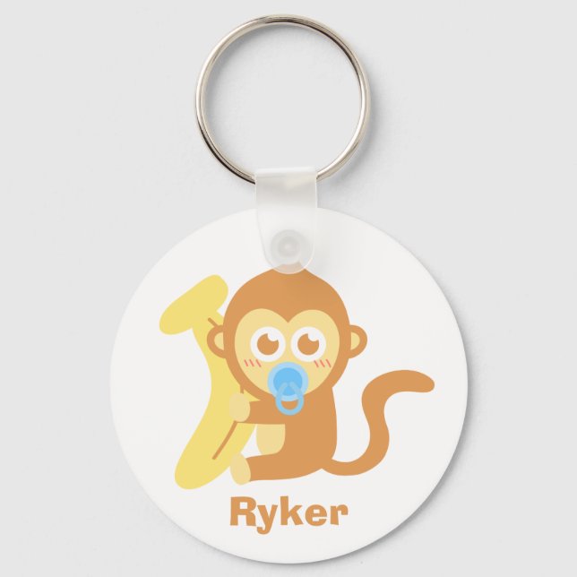 Llavero Personalizado lindo bebé mono con banana (Anverso)