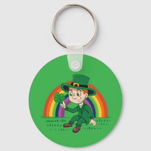 Llavero Personalizado lindo leprechaun con shamrock y arco