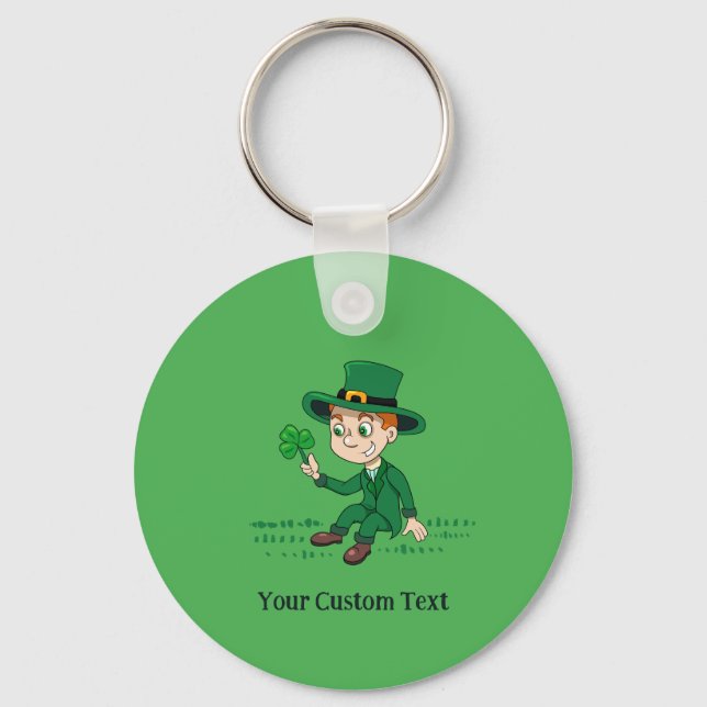 Llavero Personalizado lindo leprechaun con shamrock y arco (Anverso)