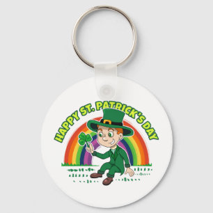 Llavero Personalizado lindo leprechaun con shamrock y arco