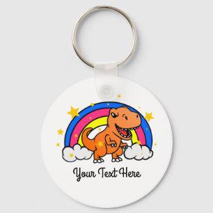Llavero Personalizado lindo Naranja de texto dinosaurio ar