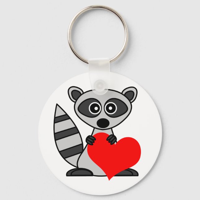 Llavero Personalizado lindo Raccoon Holding Heart (Anverso)