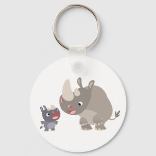 Llavero Personalizado lindo Rhino Baby & Big Rhino Keychai