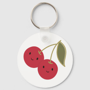 Llavero Personalizado lindo sonriendo cerezas Kawaii
