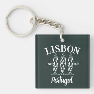 Llavero Personalizado Lisboa Portugal Est Text White