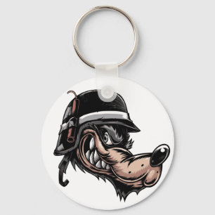 Llavero Personalizado lobo con dinamita en su casco alemán