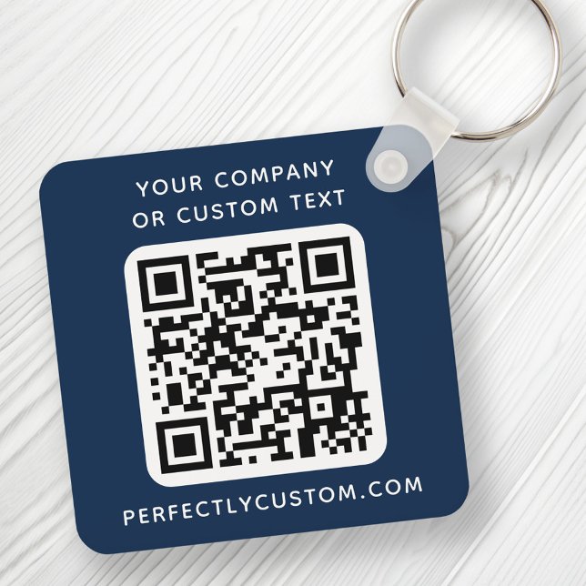 Llavero Personalizado logo código QR texto doble cara azul (Subido por el creador)