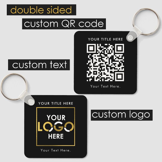 Llavero Personalizado logotipo comercial Código QR y texto (Custom Business Logo QR Code & Text Double Sided Keychain)