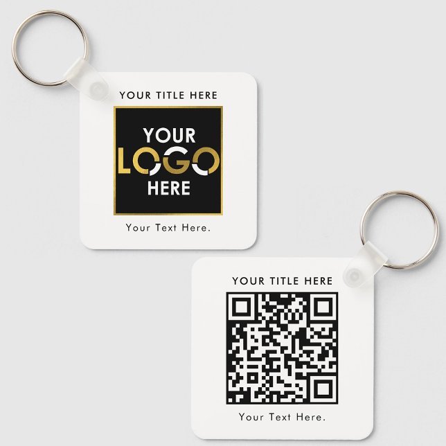 Llavero Personalizado logotipo comercial Código QR y texto (Custom Business Logo QR Code & Text Double Sided Keychain)