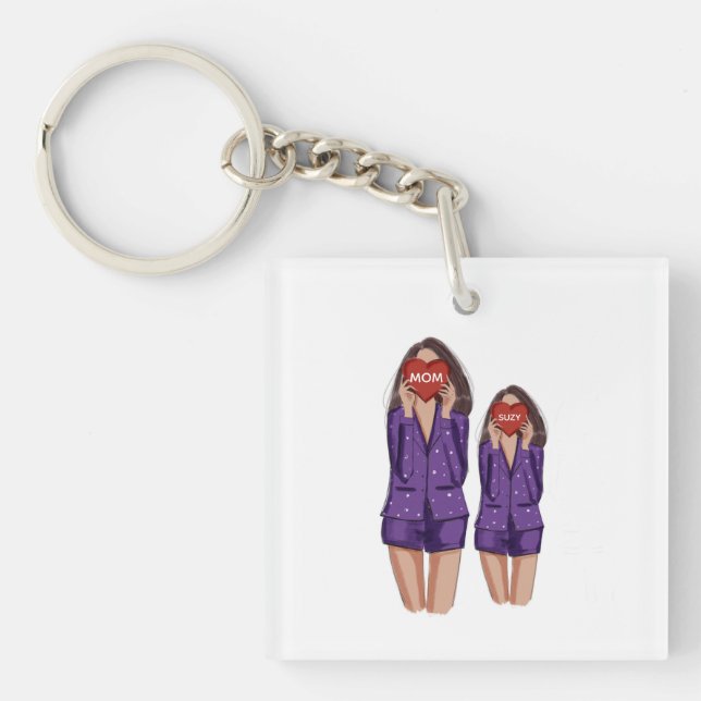 Llavero personalizado, mamá, hija, Día de la Madre, regalo (Frente)