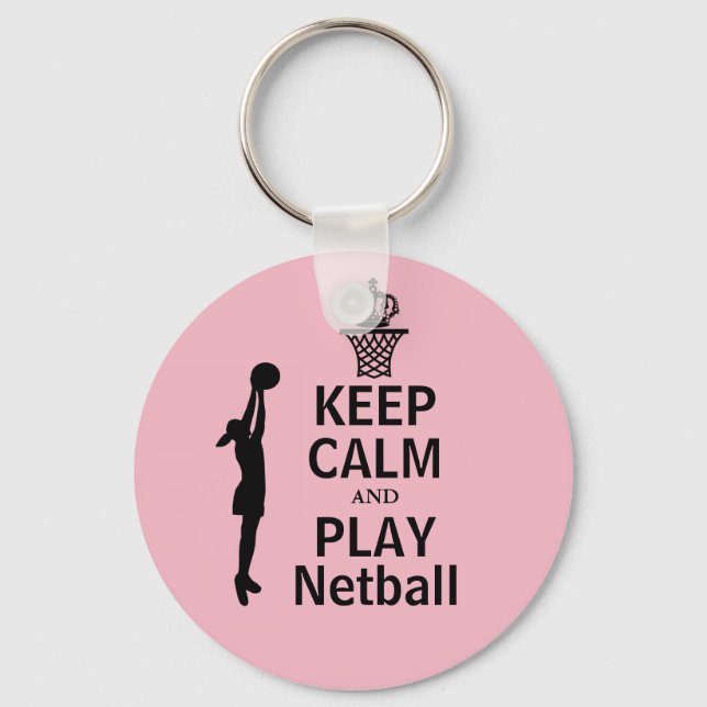 Llavero Personalizado Mantener la calma y jugar al netball (Anverso)