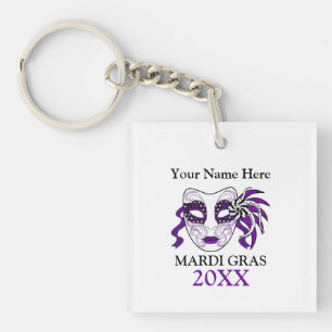 Llavero Personalizado Mardi Gras con máscara de festival